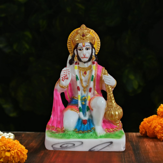 Lord Hanuman Ji with Gadha Statue | Marble-Polystone | Multi-colors