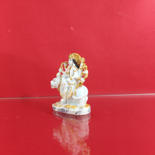 Durga Maa Murti/Statue | A Symbol of Strength and Devotion/युद्ध और भक्ति का प्रतीक | Marble-Polystone | White-Gold