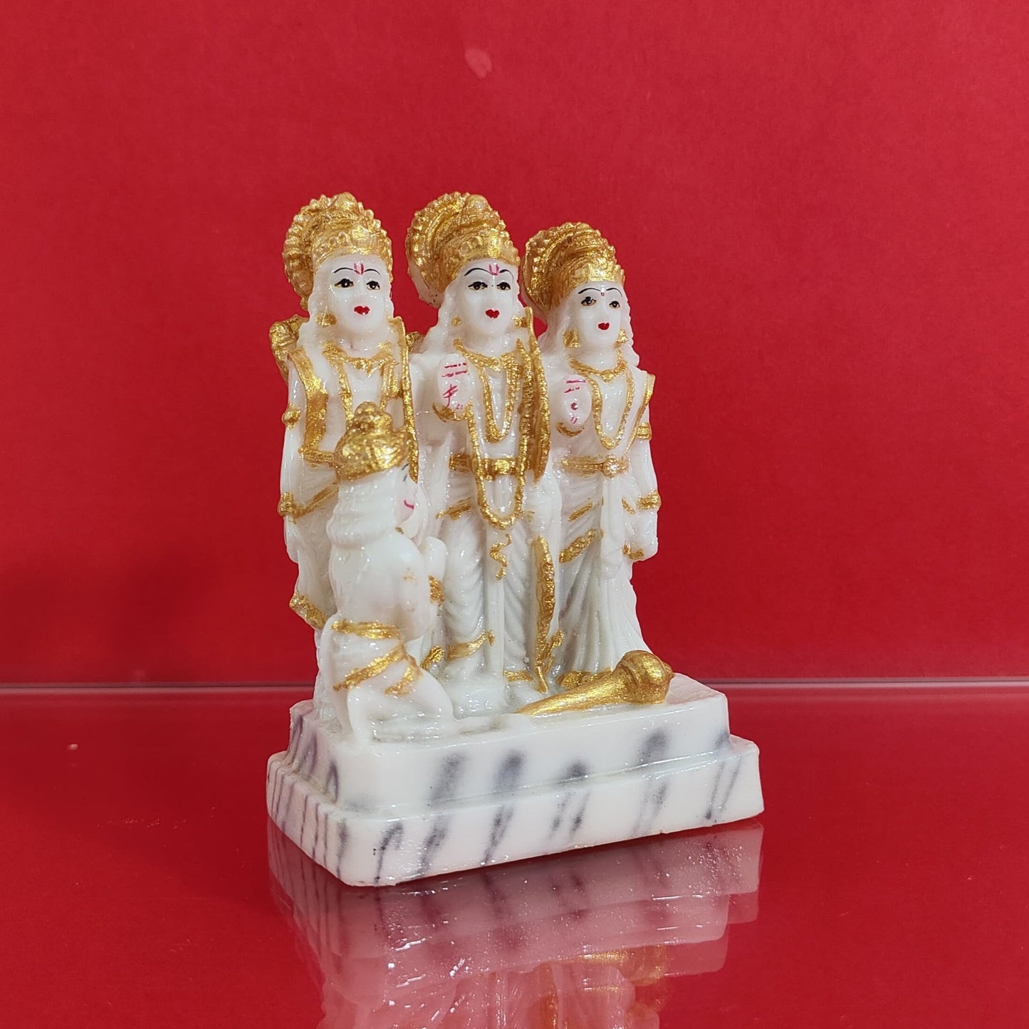 Ram Darbar Murti | Marble-Polystone Statue | White-Gold